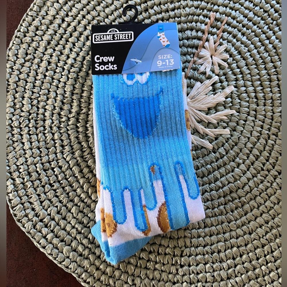 Sesame Street Blue Crew Socks
